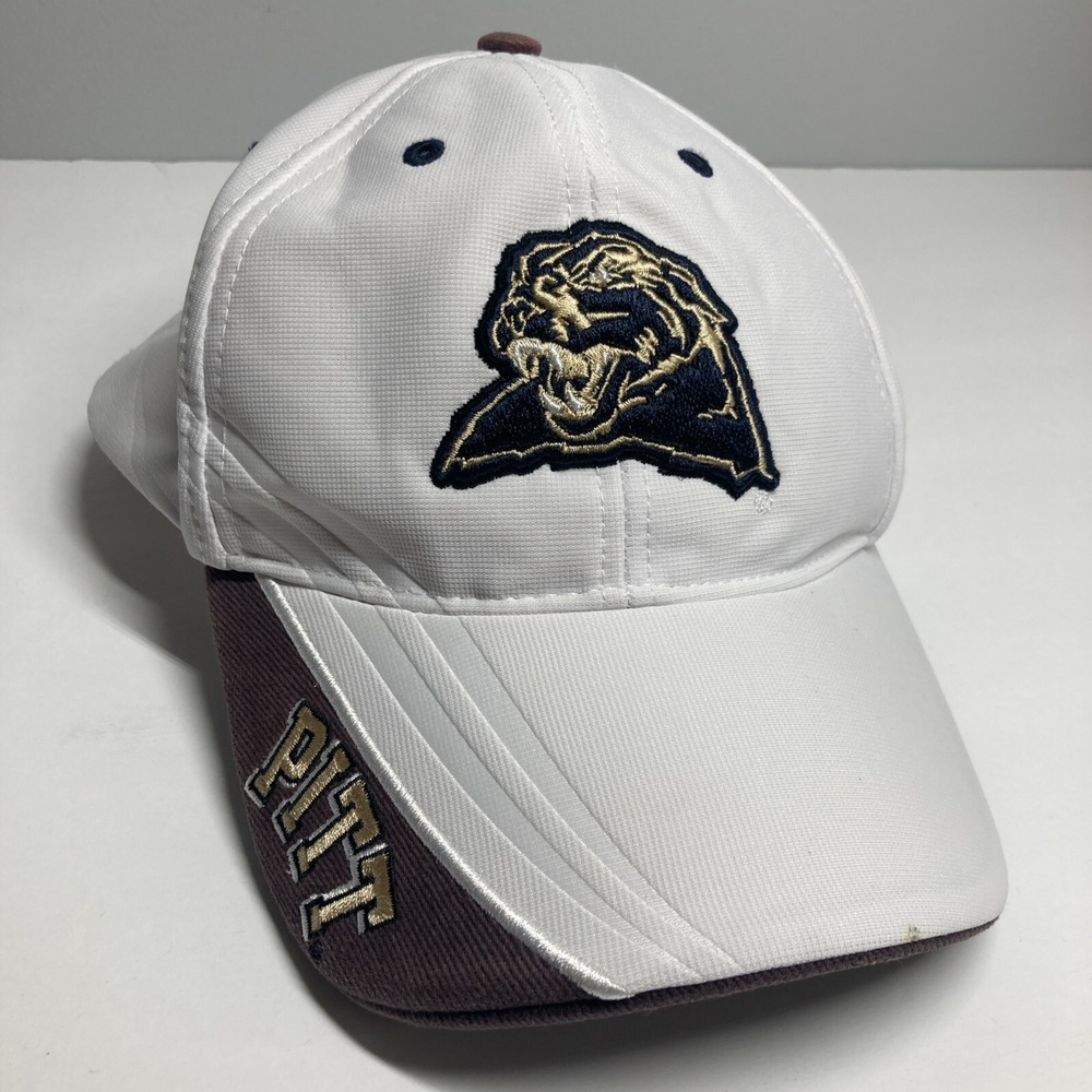 Pitt Panthers Hat Cap Adult Adjustable White University of‎ Pittsburgh HAS HOLE
